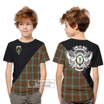 Seton Hunting Tartan Kid T-Shirt with Family Crest and Military Logo Style