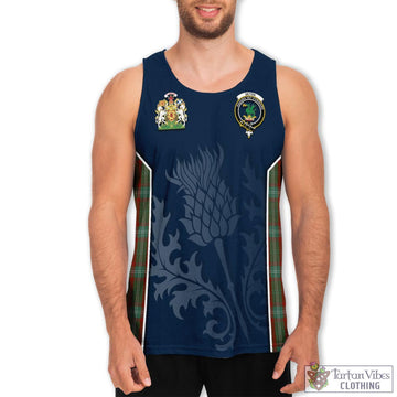 Seton Hunting Tartan Men's Tanks Top with Family Crest and Scottish Thistle Vibes Sport Style