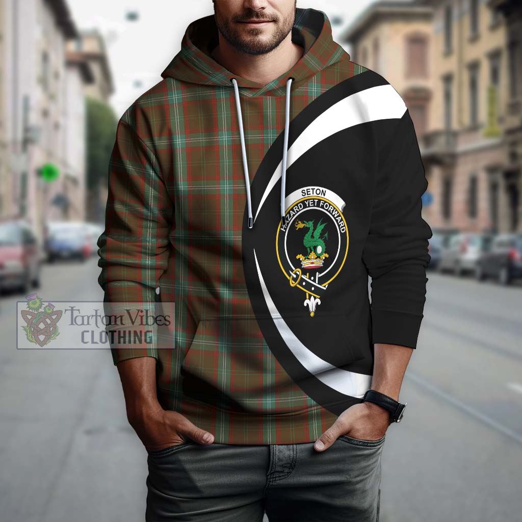 Seton Hunting Tartan Hoodie with Family Crest Circle Style Zip Hoodie - Tartan Vibes Clothing