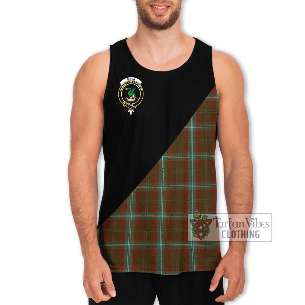 Seton Hunting Tartan Men's Tank Top with Family Crest and Military Logo Style Men - Tartanvibesclothing Shop