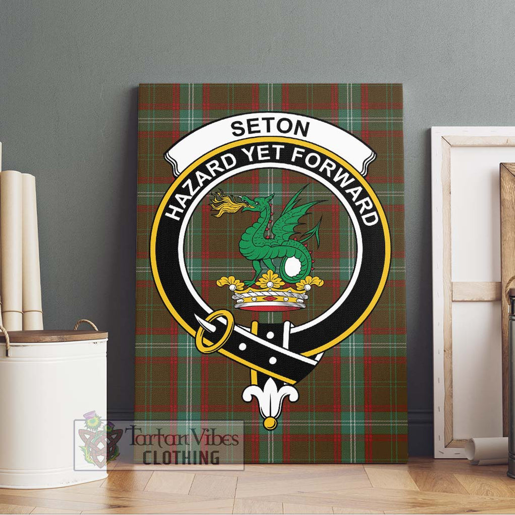 Seton Hunting Tartan Canvas Print Wall Art with Family Crest Without Frame - Tartan Vibes Clothing