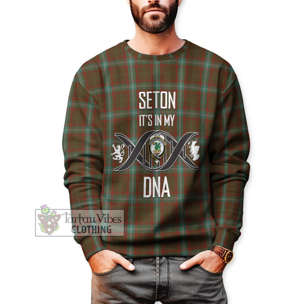 Seton Hunting Tartan Sweatshirt with Family Crest DNA In Me Style Unisex - Tartanvibesclothing Shop