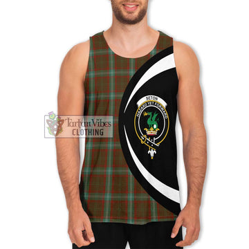 Seton Hunting Tartan Men's Tank Top with Family Crest Circle Style