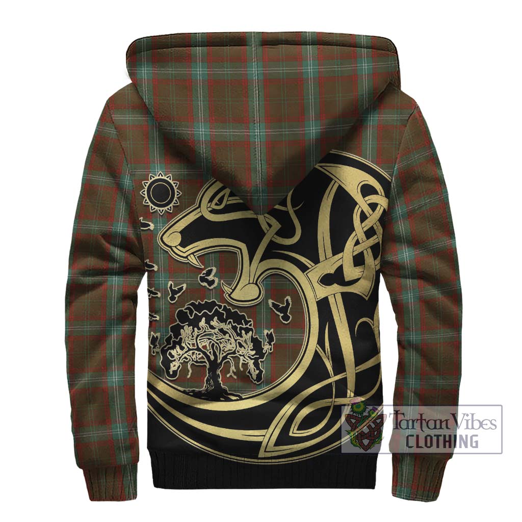 Tartan Vibes Clothing Seton Hunting Tartan Sherpa Hoodie with Family Crest Celtic Wolf Style