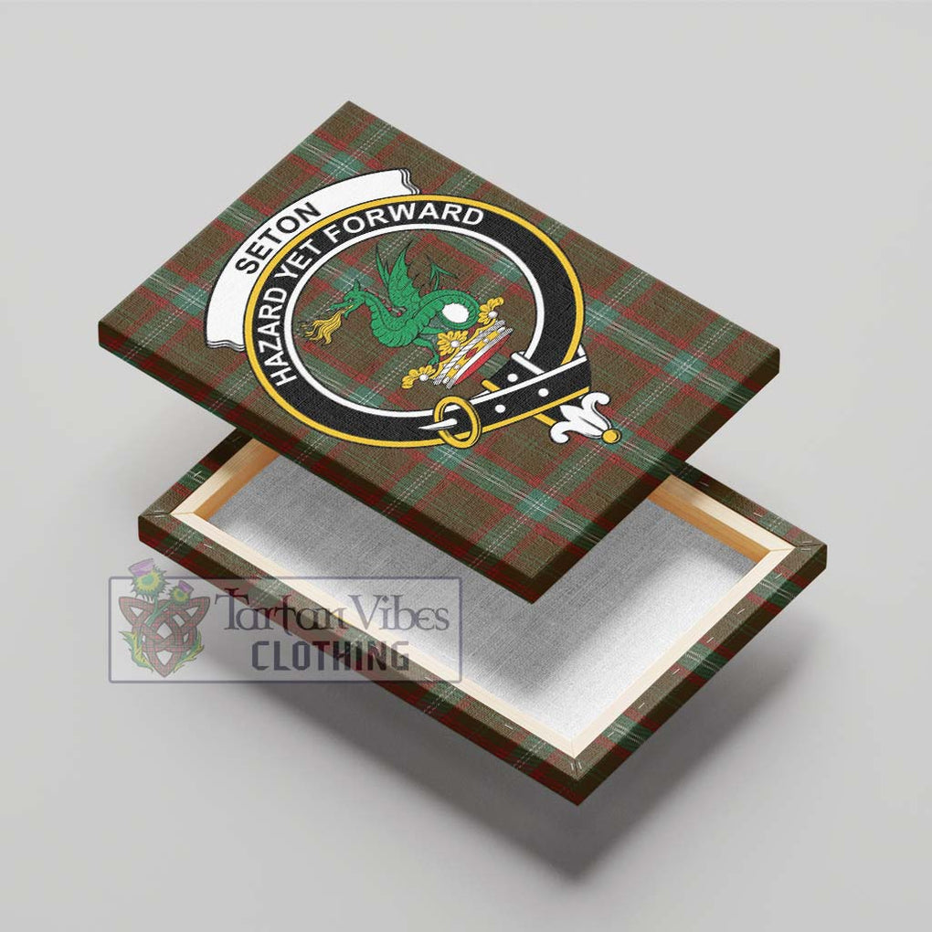 Seton Hunting Tartan Canvas Print Wall Art with Family Crest - Tartan Vibes Clothing