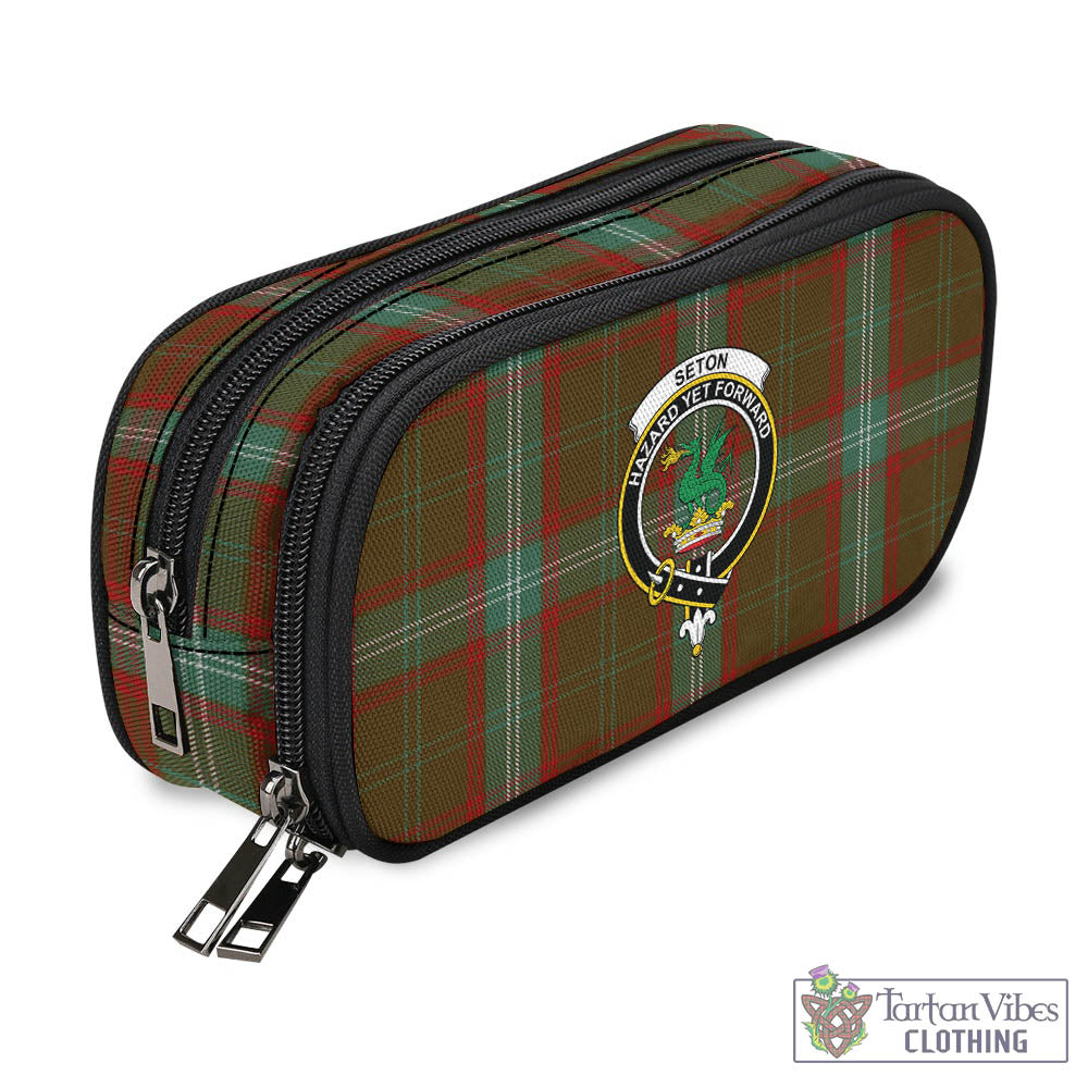 Tartan Vibes Clothing Seton Hunting Tartan Pen and Pencil Case with Family Crest