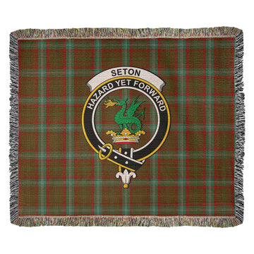 Seton Hunting Tartan Woven Blanket with Family Crest