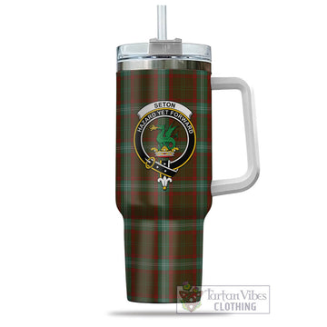 Seton Hunting Tartan and Family Crest Tumbler with Handle