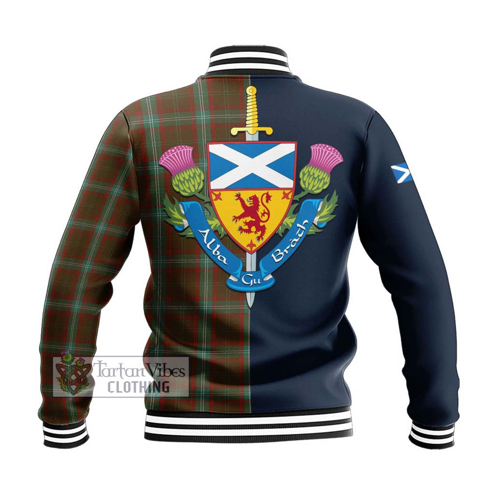 Tartan Vibes Clothing Seton Hunting Tartan Baseball Jacket with Scottish Lion Royal Arm Half Style