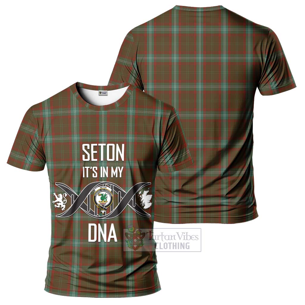 Tartan Vibes Clothing Seton Hunting Tartan T-Shirt with Family Crest DNA In Me Style