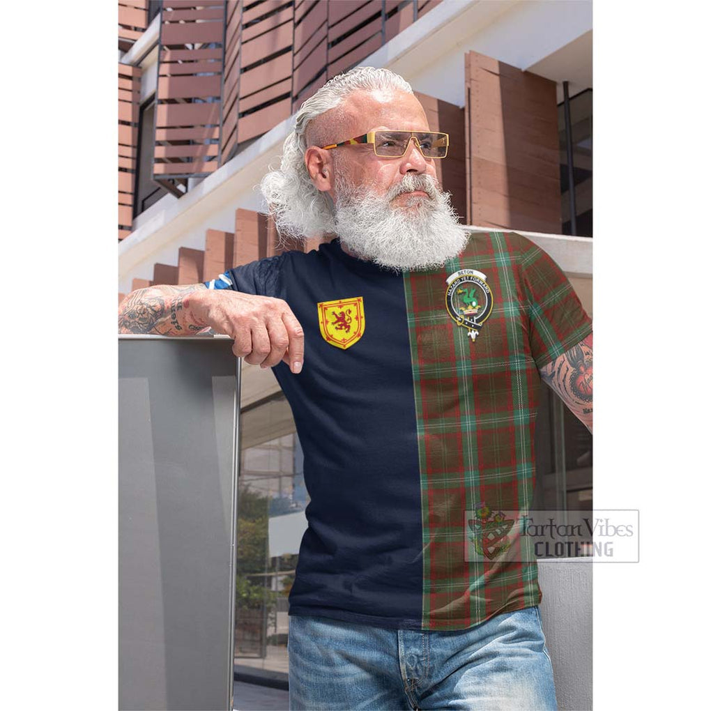 Tartan Vibes Clothing Seton Hunting Tartan Cotton T-shirt with Scottish Lion Royal Arm Half Style