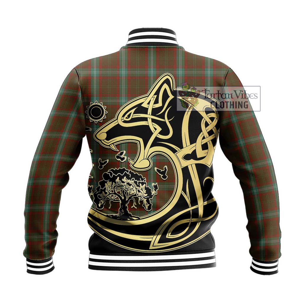 Tartan Vibes Clothing Seton Hunting Tartan Baseball Jacket with Family Crest Celtic Wolf Style