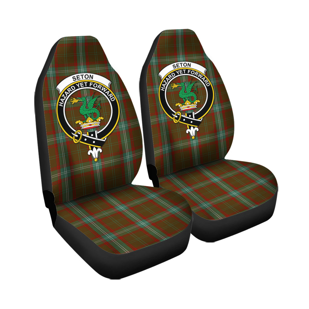 Seton Hunting Tartan Car Seat Cover with Family Crest - Tartanvibesclothing