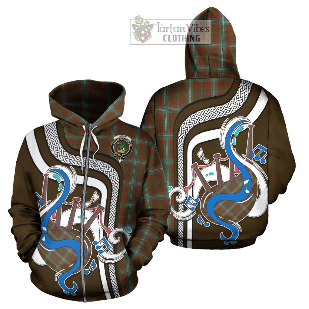 Seton Hunting Tartan Hoodie with Epic Bagpipe Style - Tartanvibesclothing Shop