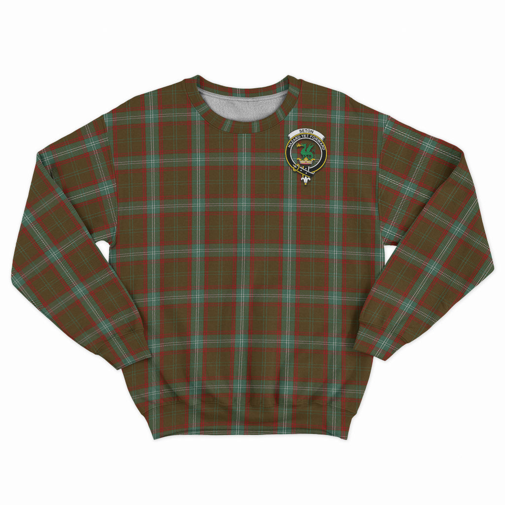 Seton Hunting Tartan Sweatshirt with Family Crest - Tartan Vibes Clothing