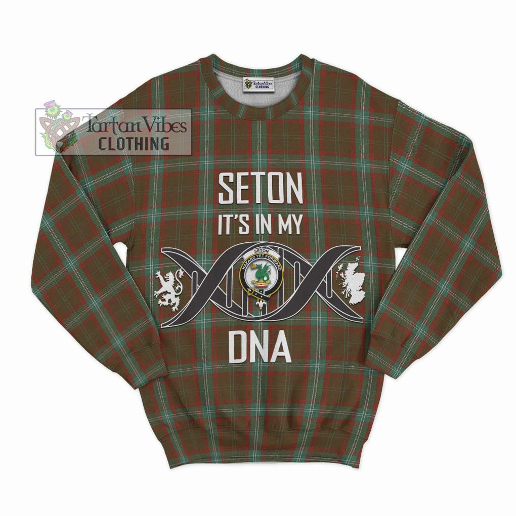 Seton Hunting Tartan Sweatshirt with Family Crest DNA In Me Style - Tartanvibesclothing Shop