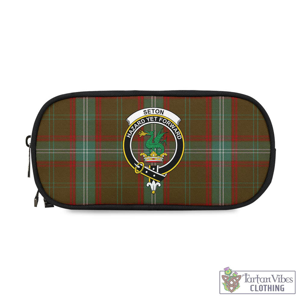 Tartan Vibes Clothing Seton Hunting Tartan Pen and Pencil Case with Family Crest