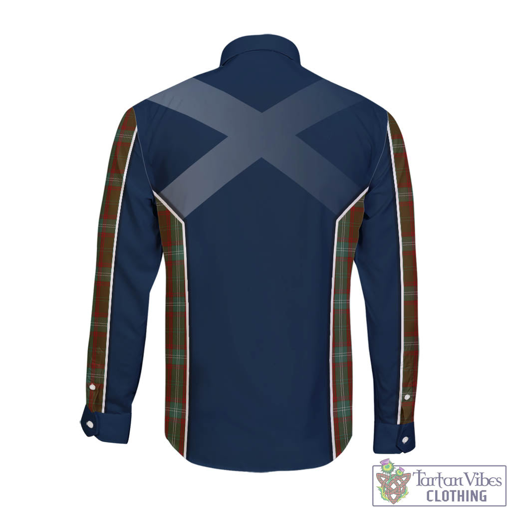 Seton Hunting Tartan Long Sleeve Button Up Shirt with Family Crest and Lion Rampant Vibes Sport Style