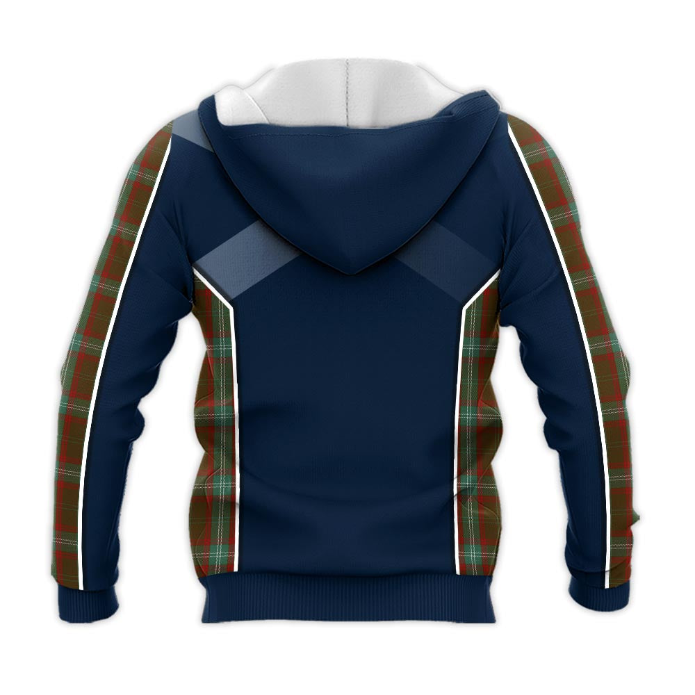 Tartan Vibes Clothing Seton Hunting Tartan Knitted Hoodie with Family Crest and Scottish Thistle Vibes Sport Style
