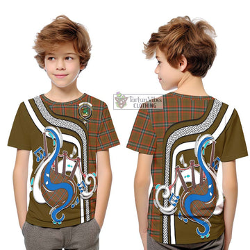 Seton Hunting Modern Tartan Kid T-Shirt with Epic Bagpipe Style