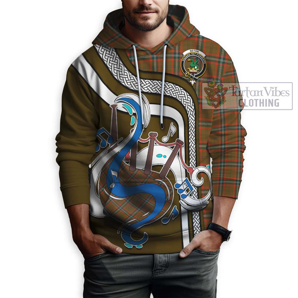 Seton Hunting Modern Tartan Hoodie with Epic Bagpipe Style Zip Hoodie - Tartanvibesclothing Shop