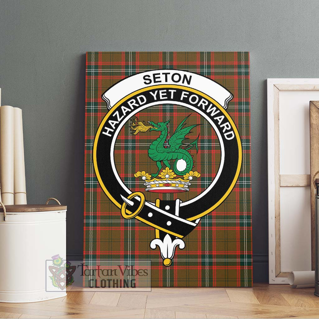 Seton Hunting Modern Tartan Canvas Print Wall Art with Family Crest Without Frame - Tartan Vibes Clothing