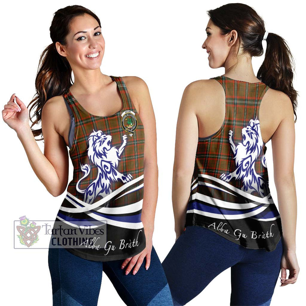 Seton Hunting Modern Tartan Women's Racerback Tanks with Alba Gu Brath Regal Lion Emblem 4XL - Tartanvibesclothing Shop