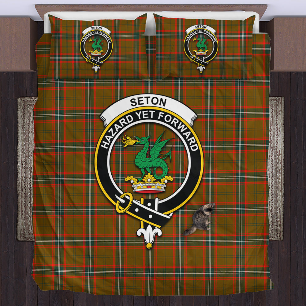 Seton Hunting Modern Tartan Bedding Set with Family Crest US Bedding Set - Tartan Vibes Clothing