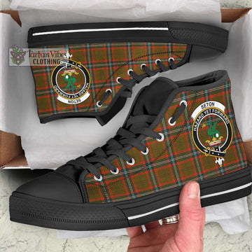 Seton Hunting Modern Tartan High Top Shoes with Family Crest