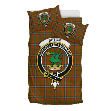 Seton Hunting Modern Tartan Bedding Set with Family Crest