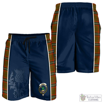 Seton Hunting Modern Tartan Men's Shorts with Family Crest and Scottish Thistle Vibes Sport Style