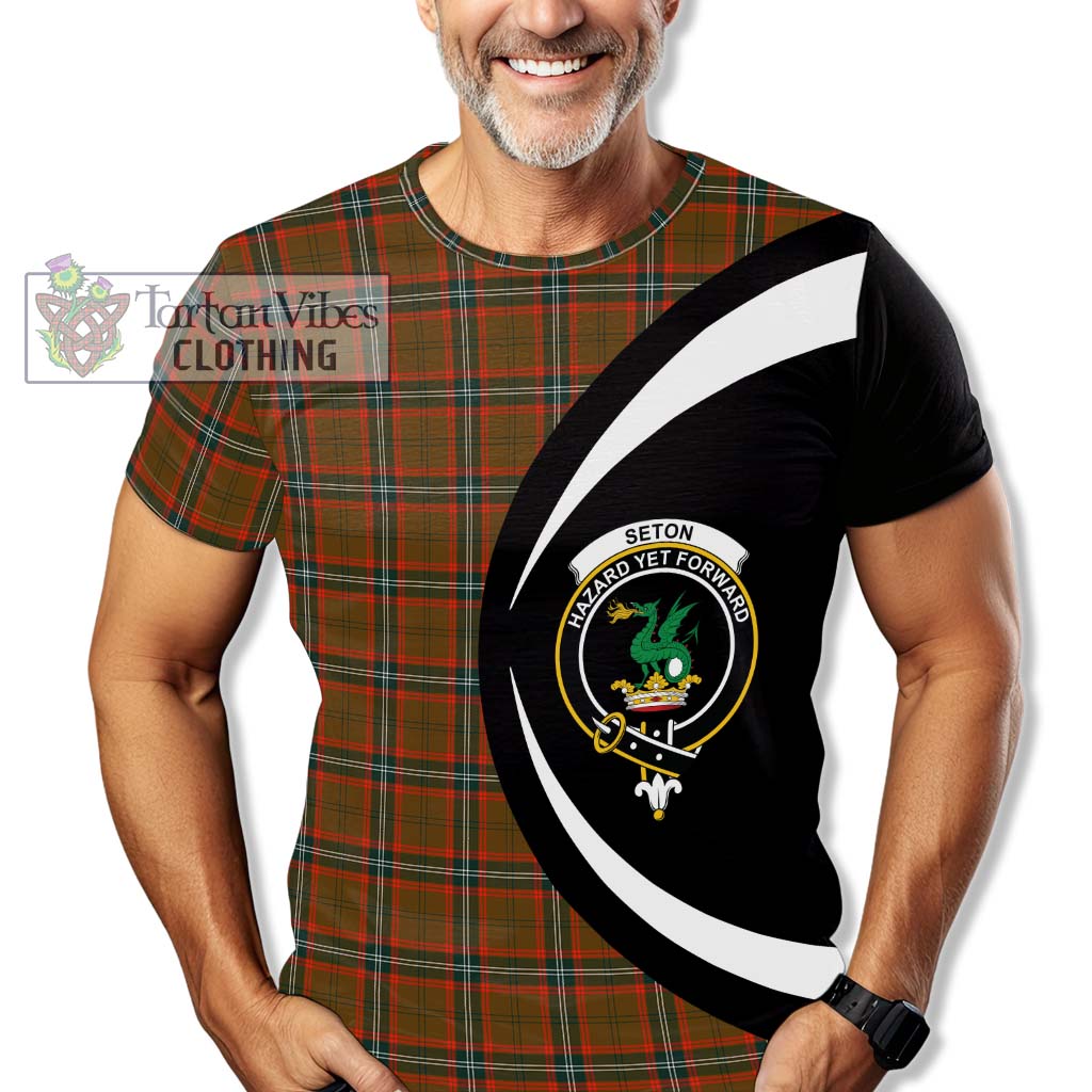 Tartan Vibes Clothing Seton Hunting Modern Tartan T-Shirt with Family Crest Circle Style