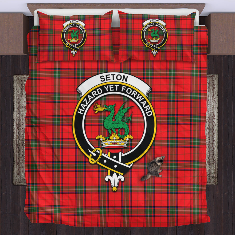 Seton Modern Tartan Bedding Set with Family Crest US Bedding Set - Tartan Vibes Clothing