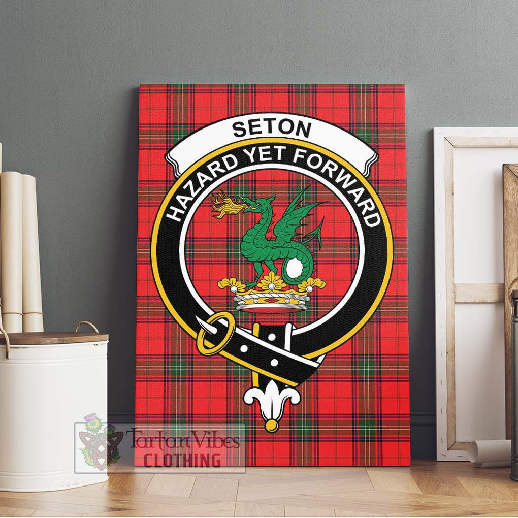 Seton Modern Tartan Canvas Print Wall Art with Family Crest Without Frame - Tartan Vibes Clothing