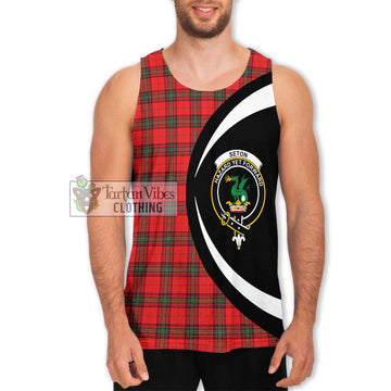 Seton Modern Tartan Men's Tank Top with Family Crest Circle Style