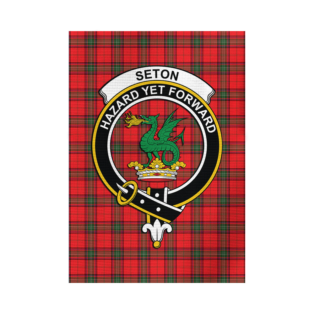 Seton Modern Tartan Flag with Family Crest - Tartan Vibes Clothing