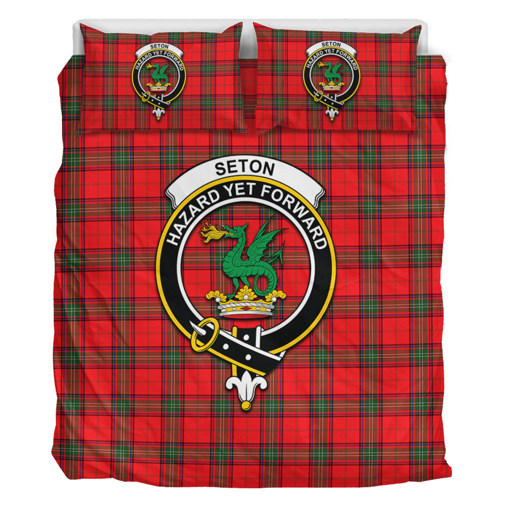 Seton Modern Tartan Bedding Set with Family Crest - Tartan Vibes Clothing