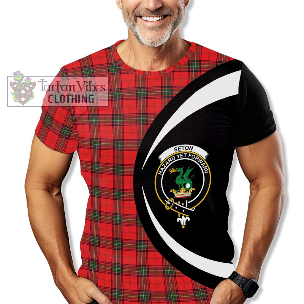 Tartan Vibes Clothing Seton Modern Tartan T-Shirt with Family Crest Circle Style