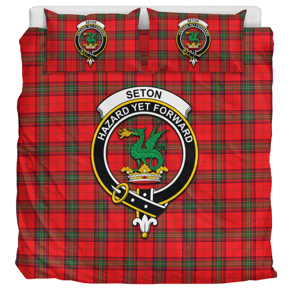 Seton Modern Tartan Bedding Set with Family Crest UK Bedding Set UK Super King 104*94 inch - Tartan Vibes Clothing