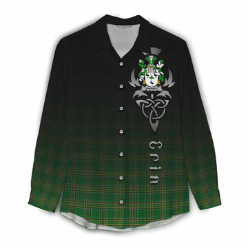 Sharkey Irish Clan Women's Casual Shirt with Coat of Arms Erin Go Bragh Celtic Inspired Female - Tartan Vibes Clothing