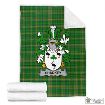 Sharkey Irish Clan Tartan Blanket with Coat of Arms X-Large 59 x 79 inches 150 x 200 cm - Tartan Vibes Clothing
