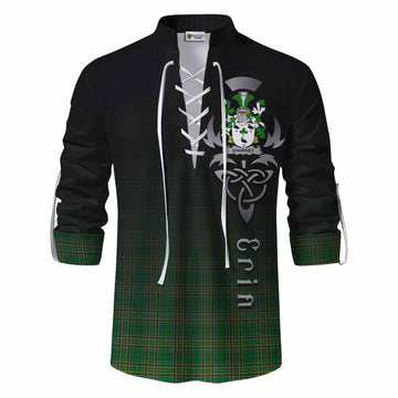 Sharkey Irish Clan Ghillie Kilt Shirt with Coat of Arms Erin Go Bragh Celtic Inspired Men - Tartan Vibes Clothing