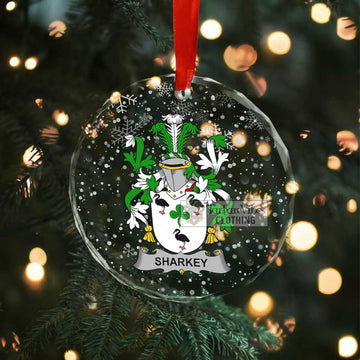 Sharkey Irish Clan Christmas Glass Ornament with Coat of Arms