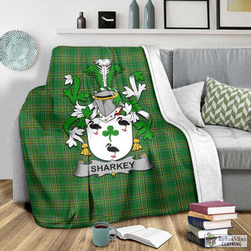Sharkey Irish Clan Tartan Blanket with Coat of Arms - Tartan Vibes Clothing