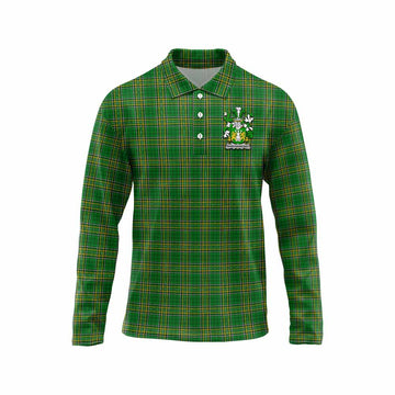 Shaughnessy Irish Clan Tartan Long Sleeve Polo Shirt with Coat of Arms