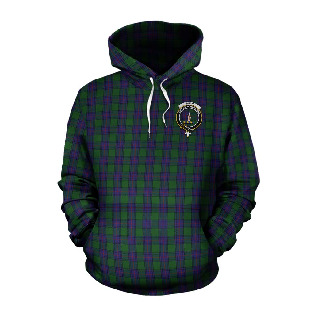 Tartan Vibes Clothing Shaw Tartan Cotton Hoodie with Family Crest and Bearded Skull Holding Bottles of Whiskey