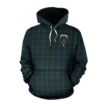 Shaw Tartan Cotton Hoodie with Family Crest and Bearded Skull Holding Bottles of Whiskey