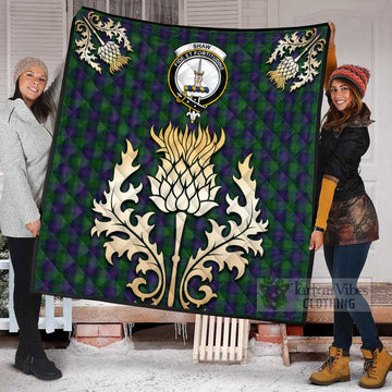 Shaw Tartan Quilt with Family Crest and Golden Thistle Style