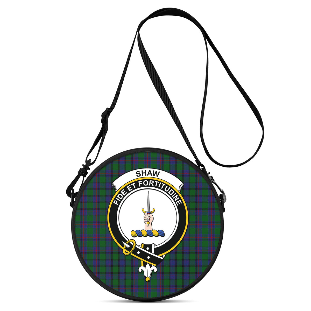 Shaw Tartan Round Satchel Bags with Family Crest One Size 9*9*2.7 inch - Tartan Vibes Clothing