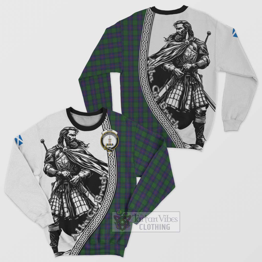 Tartan Vibes Clothing Shaw Tartan Clan Crest Sweatshirt with Highlander Warrior Celtic Style